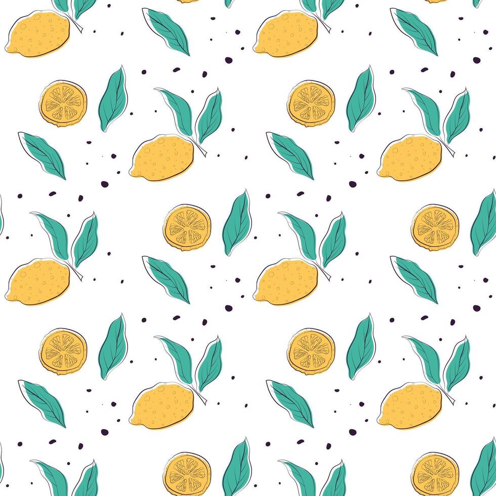 lemon doodle pattern vector