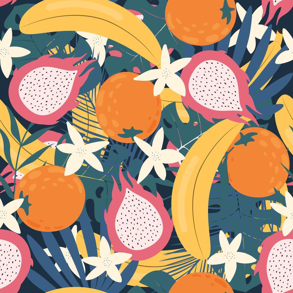 tropical fruits pattern vector