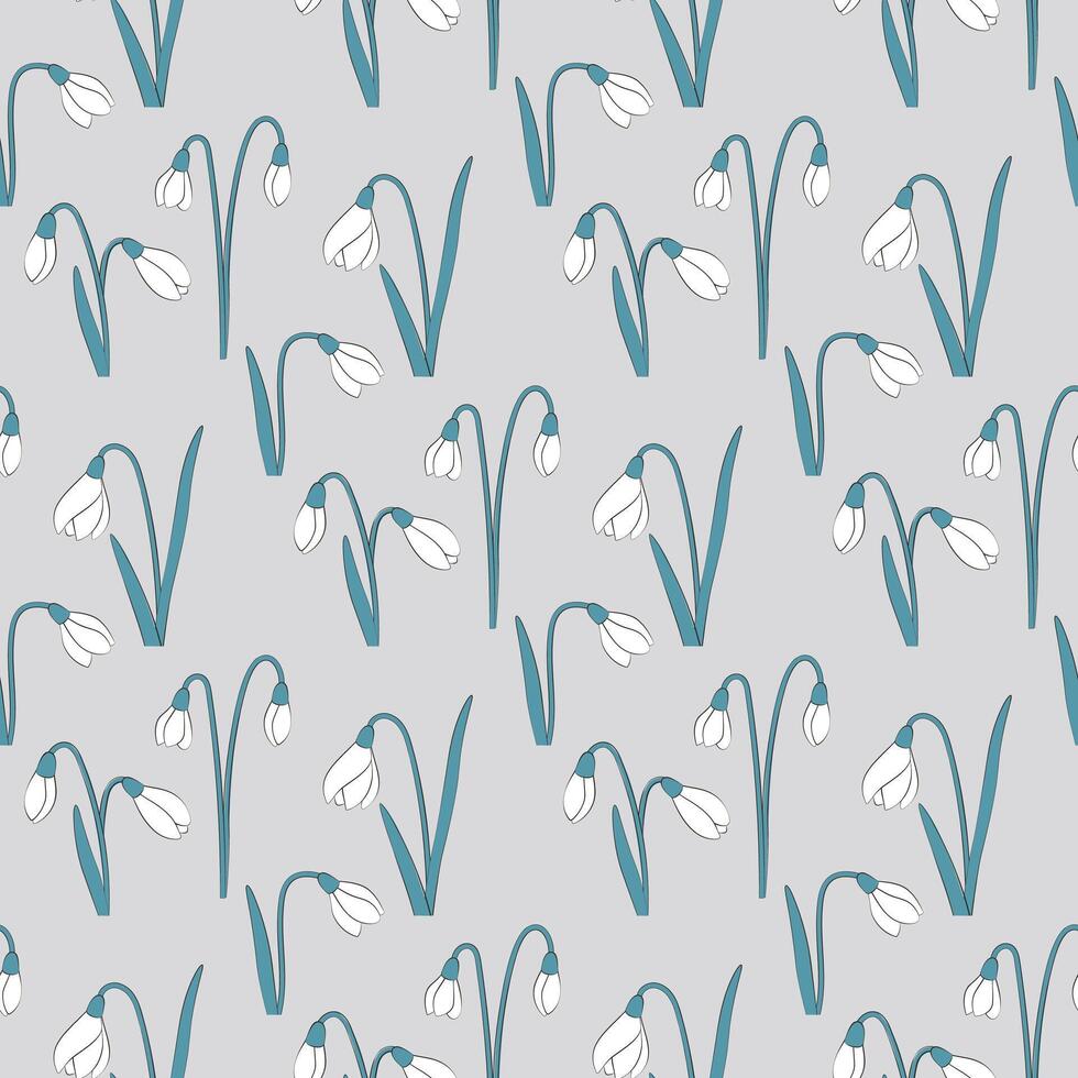 snowdrop seamless pattern vector