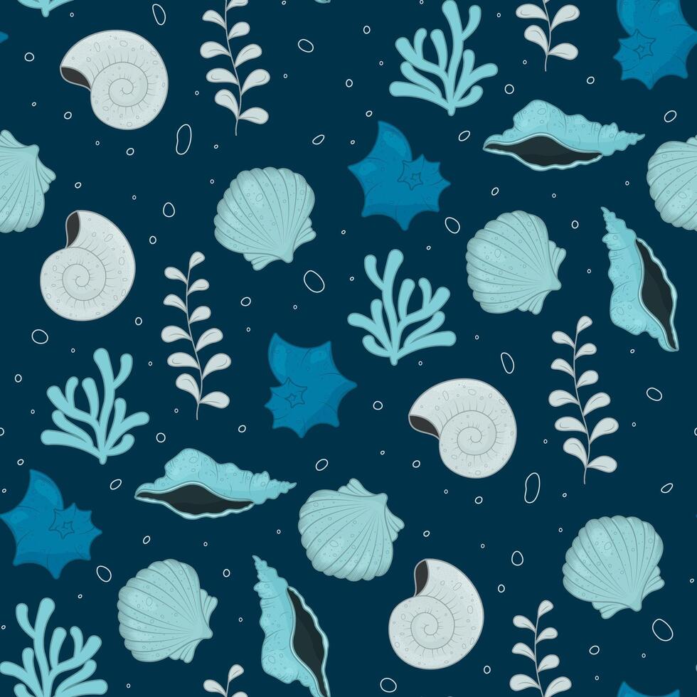 seashell seamless pattern vector