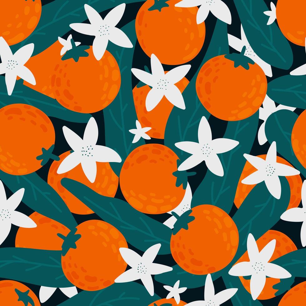 vivid blossom oranges pattern vector