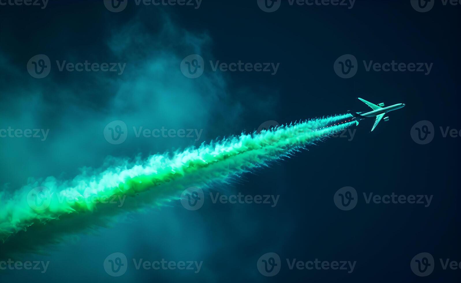 ai generado pakistaní chorros volador en el cielo con verde fumar 23 marzo Pakistán día antecedentes foto