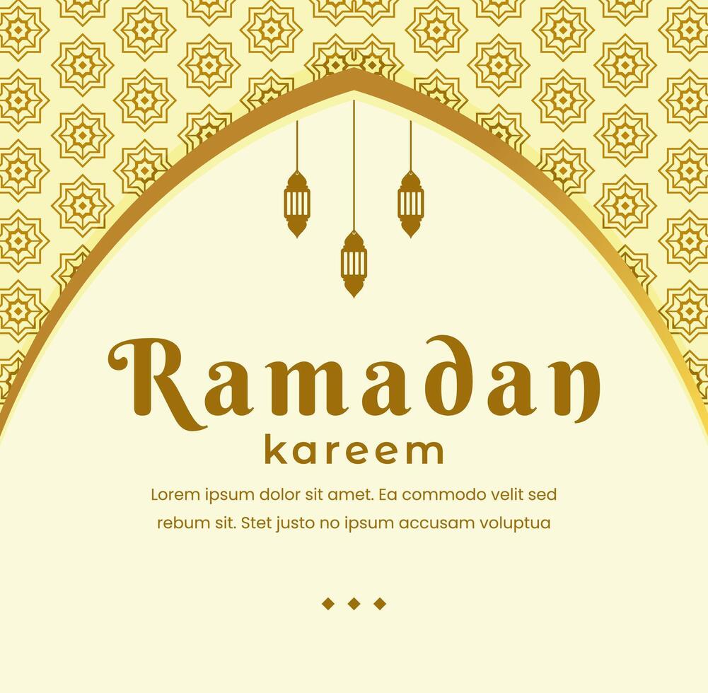 Ramadan Kareem greeting card design social media post template with gold decoration vector