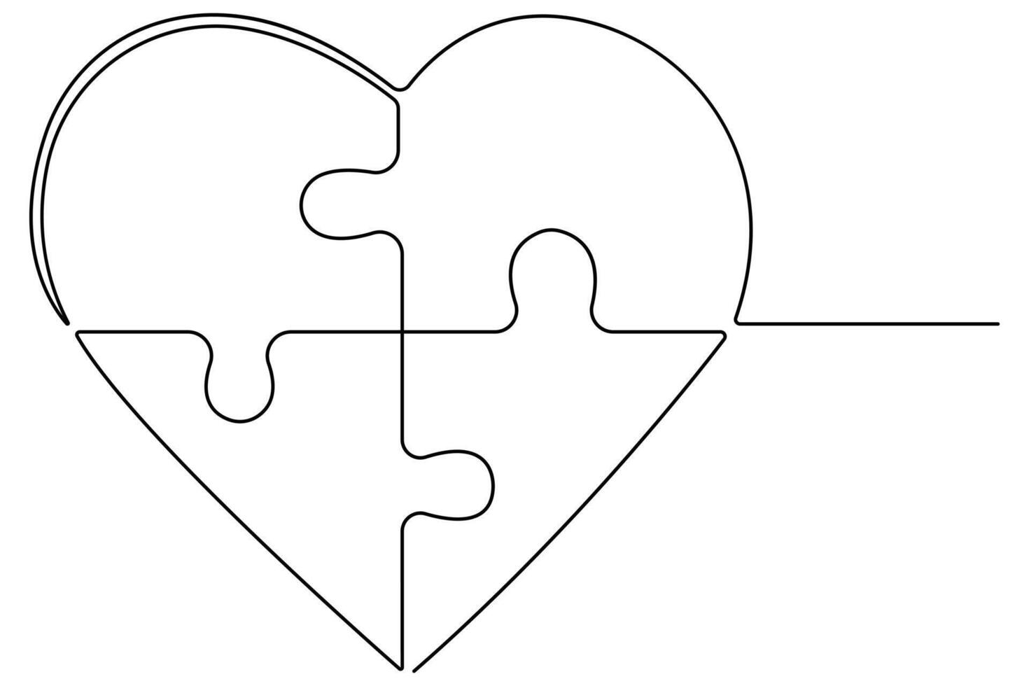 Continuous one Line art Drawing Puzzle Stock Vectors and illustrations