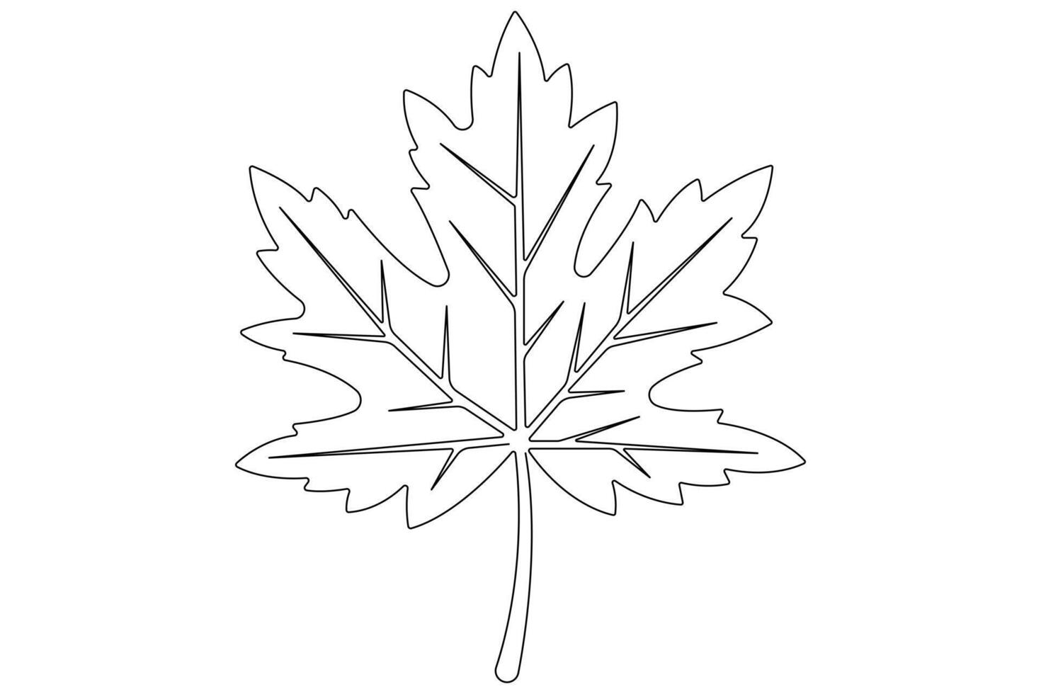 Maple leaf continuous one line art drawing of leaf decorative icon outline vector art illustration