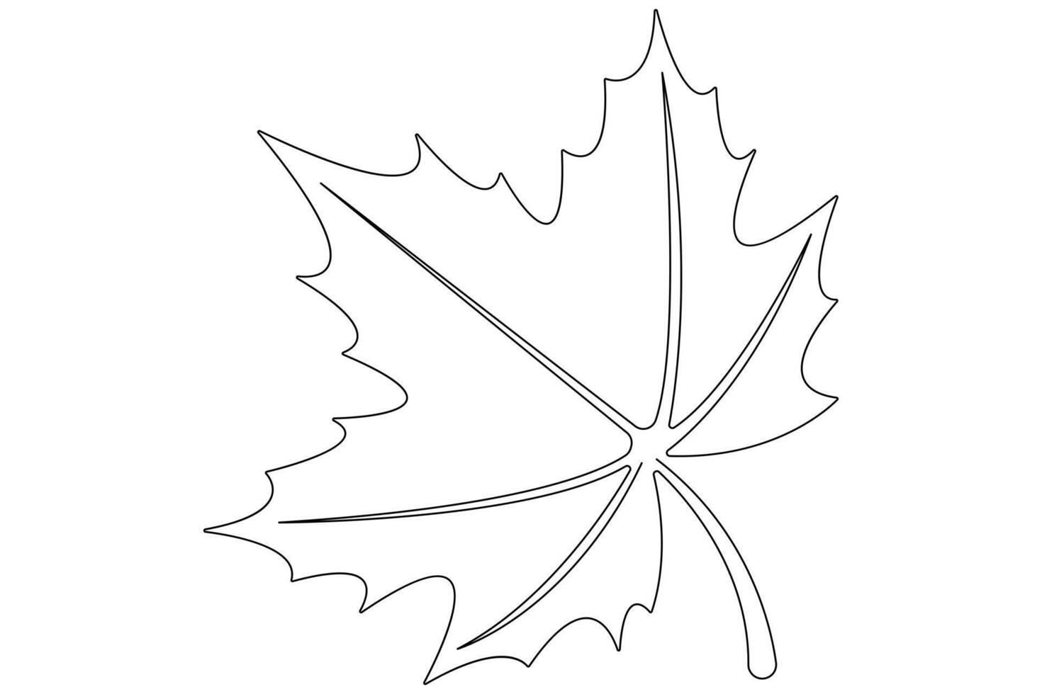 Maple leaf continuous one line art drawing of leaf decorative icon outline vector art illustration