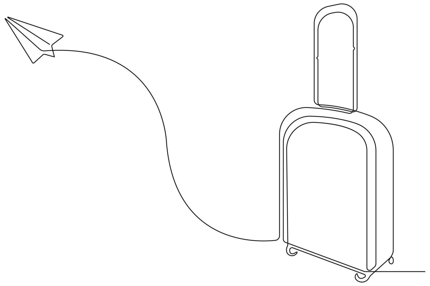 Continuous one line art drawing of suitcases, luggage design outline vector illustration