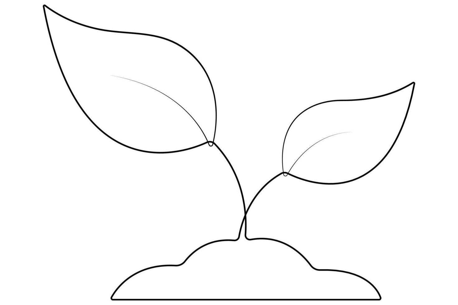Continuous single line art drawing of plant can be for plants, agriculture, seeds outline vector