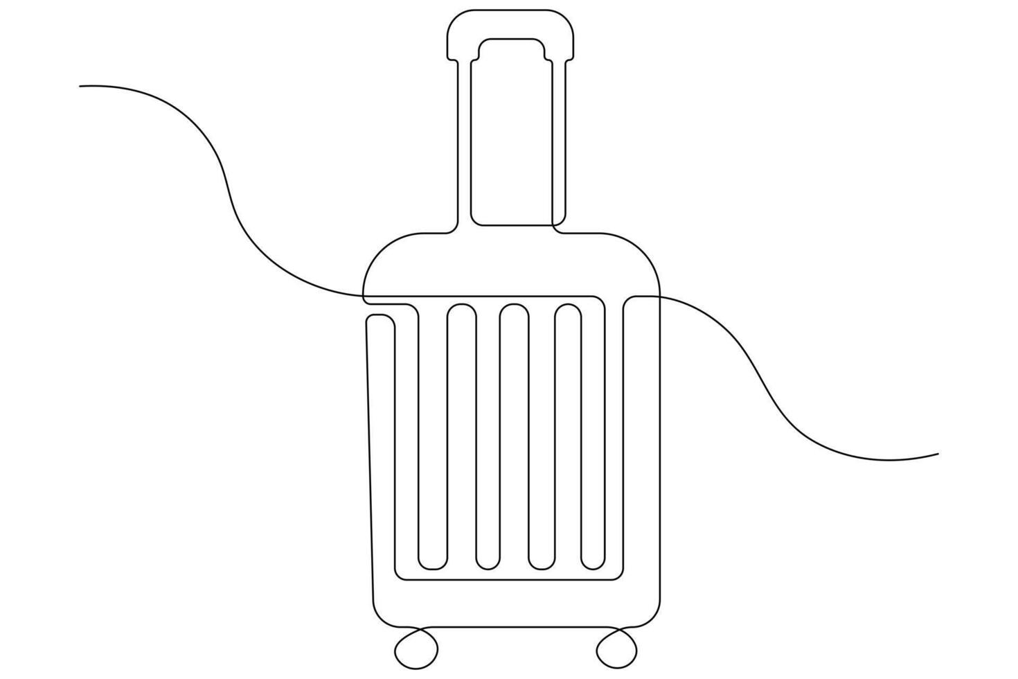 Continuous one line art drawing of suitcases, luggage design outline vector illustration