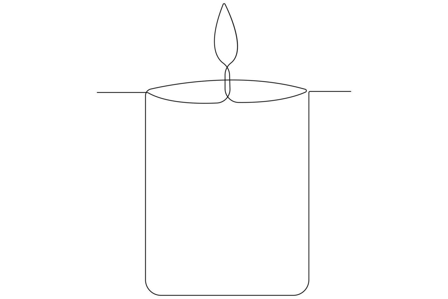 Continuous single line art drawing of candle light symbol and outline vector illustration