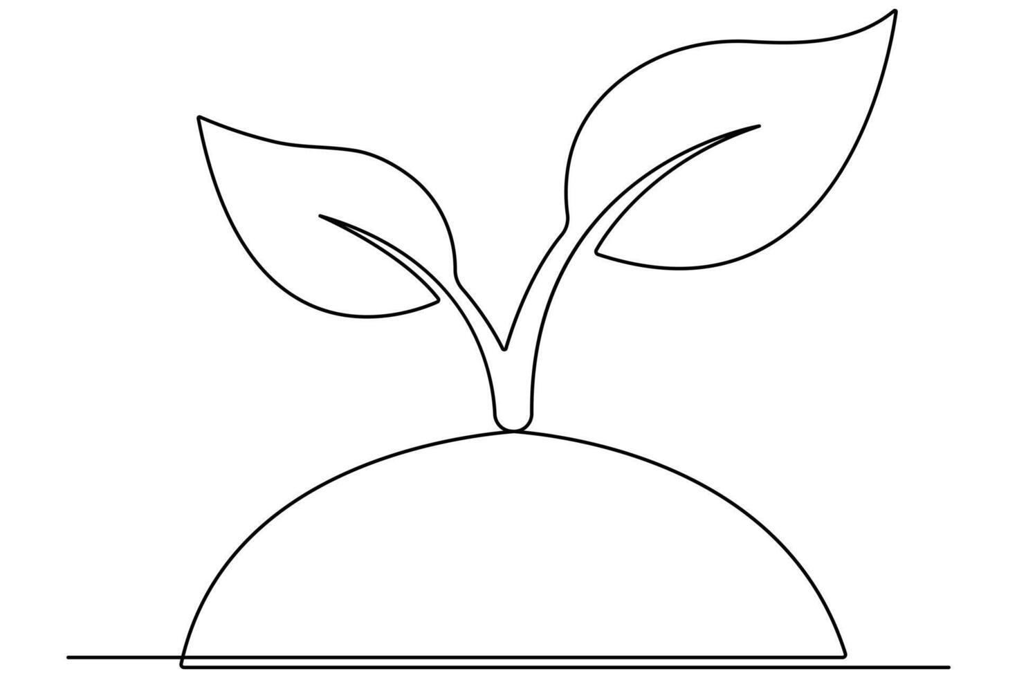 Continuous single line art drawing of plant can be for plants, agriculture, seeds outline vector