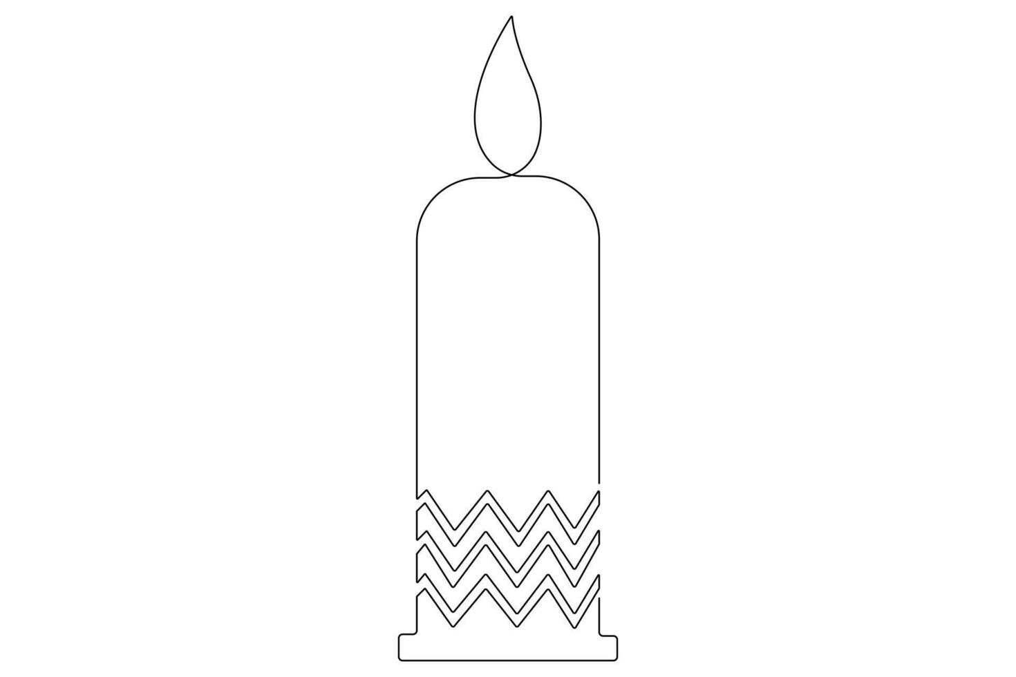 Continuous single line art drawing of candle light symbol and outline vector illustration