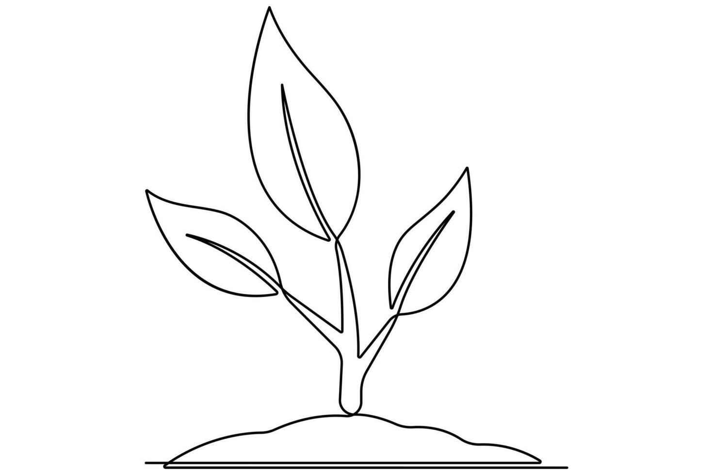 Continuous single line art drawing of plant can be for plants, agriculture, seeds outline vector