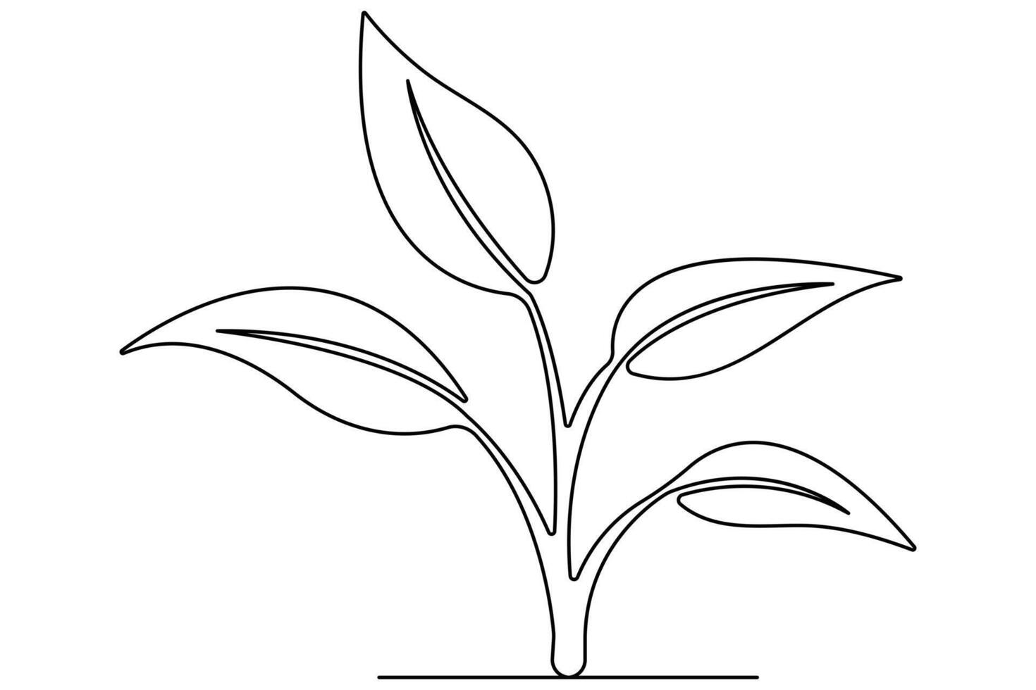 Continuous single line art drawing of plant can be for plants, agriculture, seeds outline vector