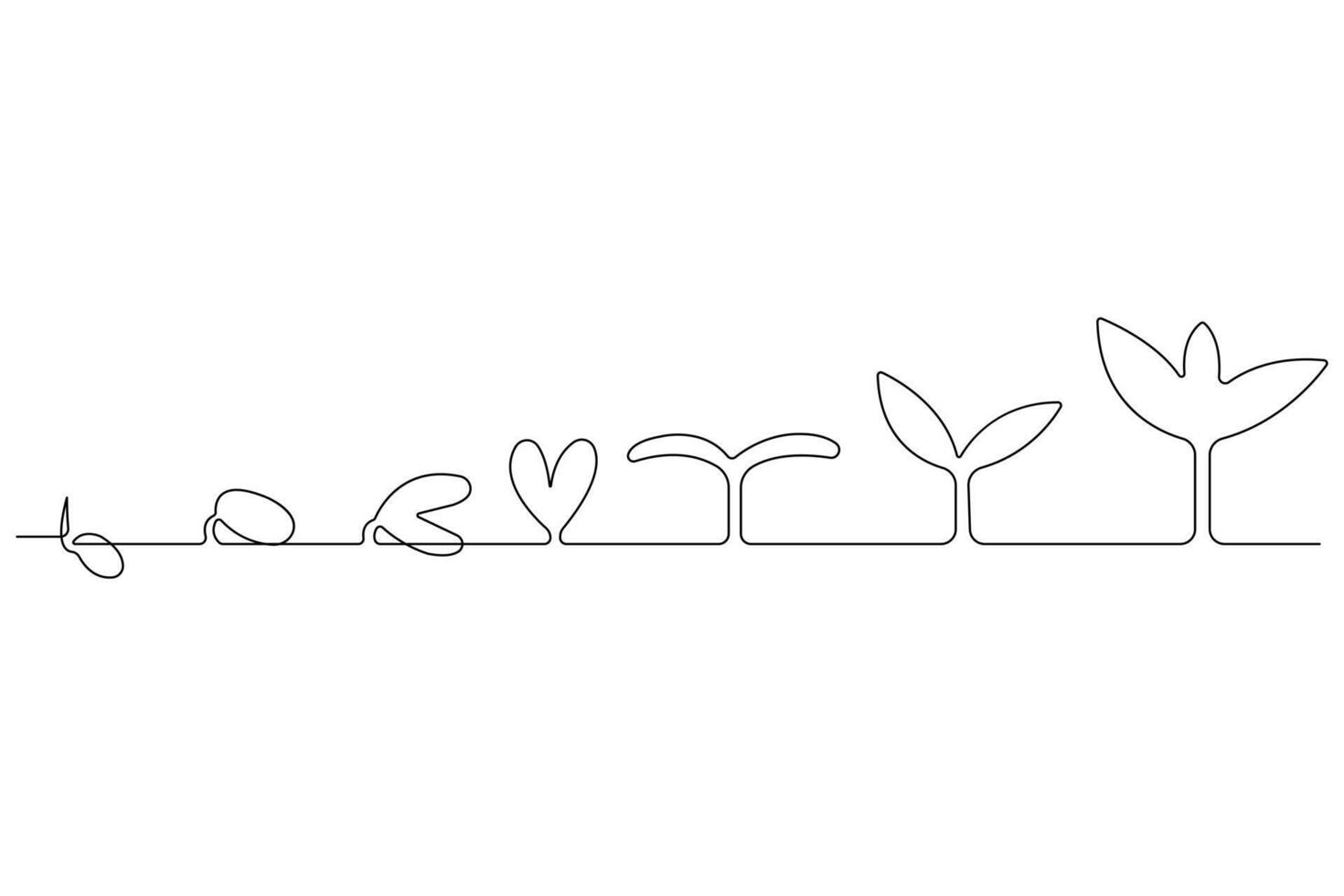 Plant growing continuous one line art drawing of tree plant outline vector illustration