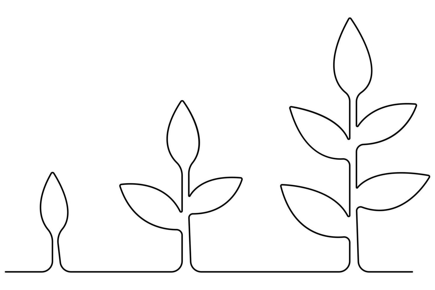 Plant growing continuous one line art drawing of tree plant outline vector illustration