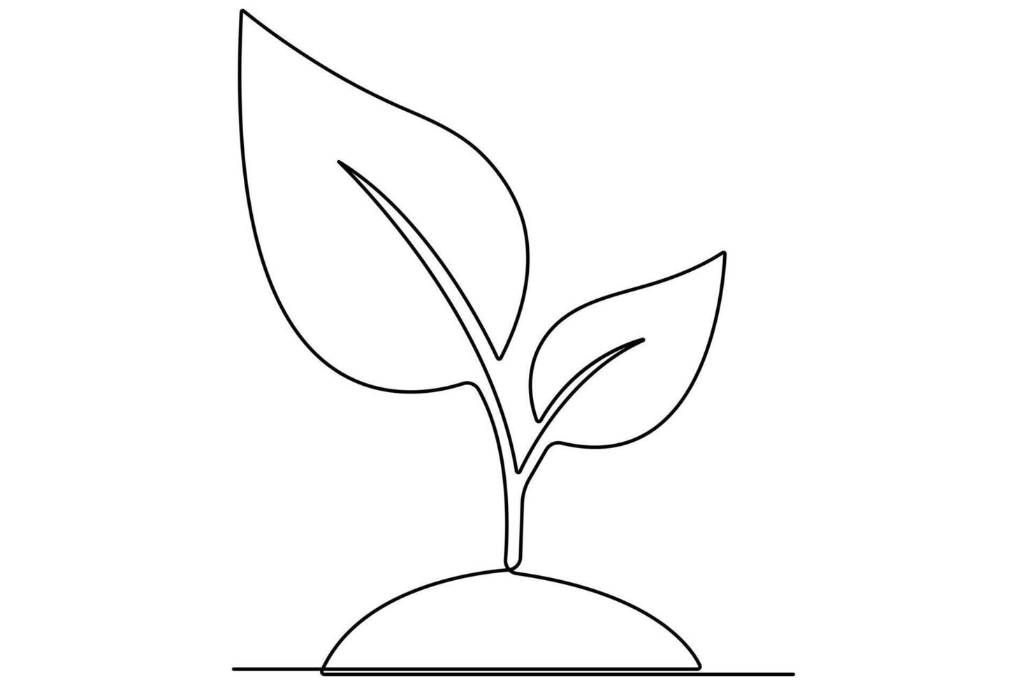 Continuous single line art drawing of plant can be for plants, agriculture, seeds outline vector