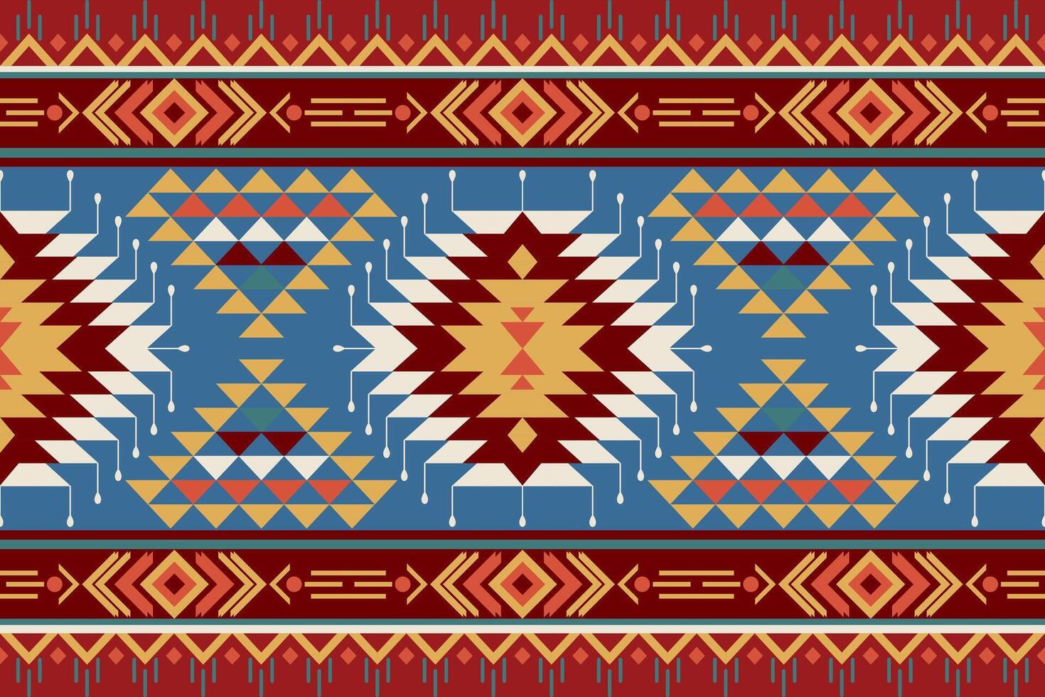 Rug carpet background Geometric ethnic oriental ikat seamless pattern traditional Design for background,carpet,wallpaper,clothing,wrapping,Batik,fabric,Vector illustration embroidery style. vector