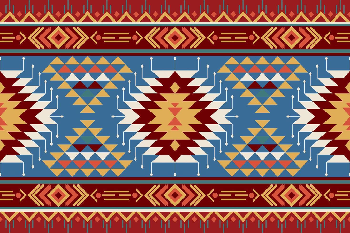 Rug carpet background Geometric ethnic oriental ikat seamless pattern traditional Design for background,carpet,wallpaper,clothing,wrapping,Batik,fabric,Vector illustration embroidery style. vector