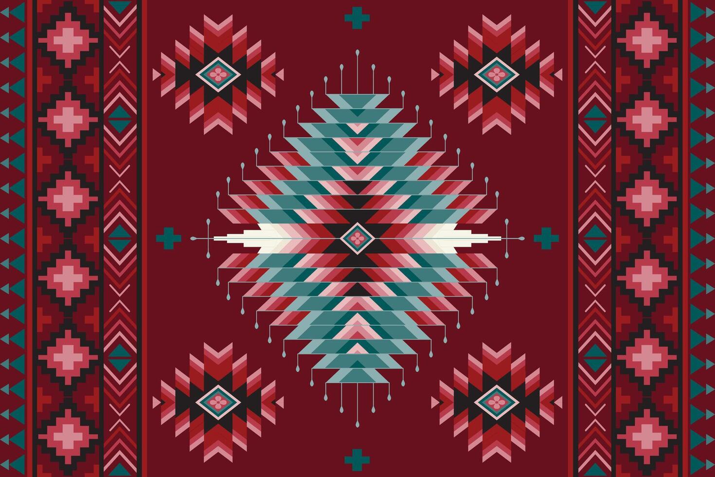 alfombra alfombra étnico antecedentes geométrico étnico oriental ikat sin costura modelo tradicional diseño para fondo,alfombra,papel tapiz,ropa,envoltura,batik,tela,vector ilustración bordado estilo. vector