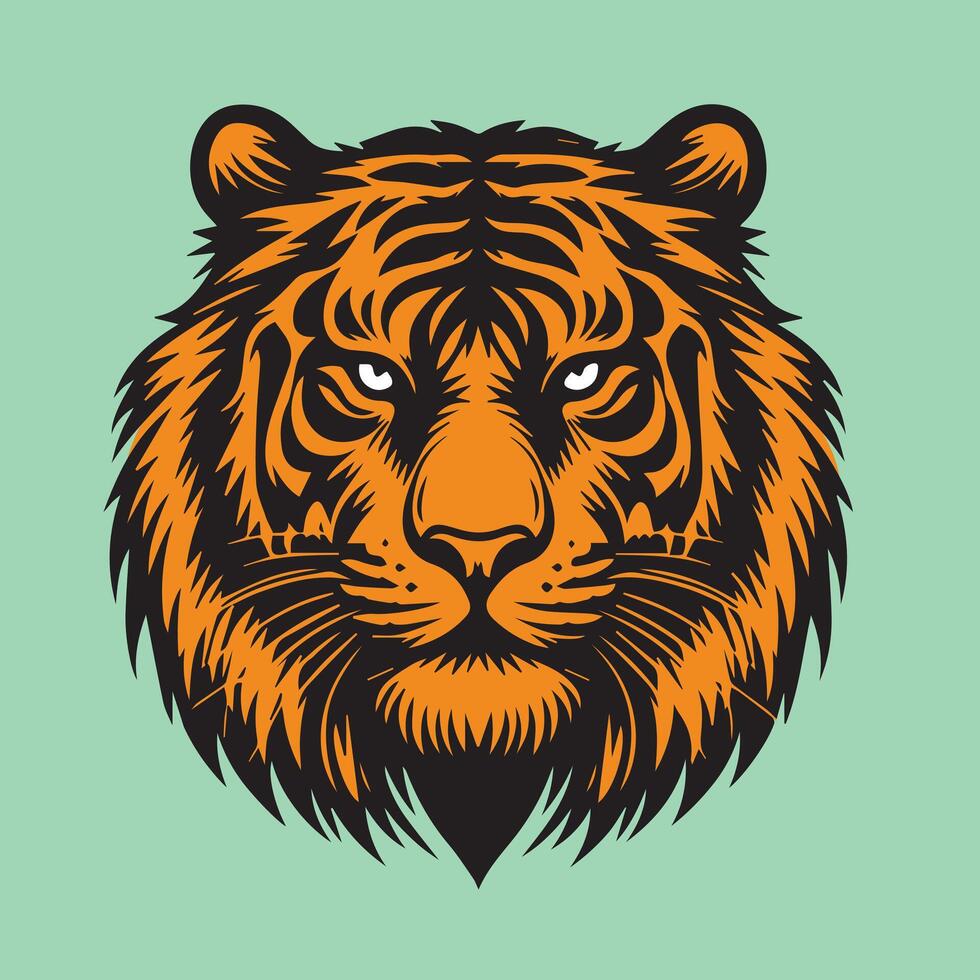 valiente Tigre cara Clásico diseño vector