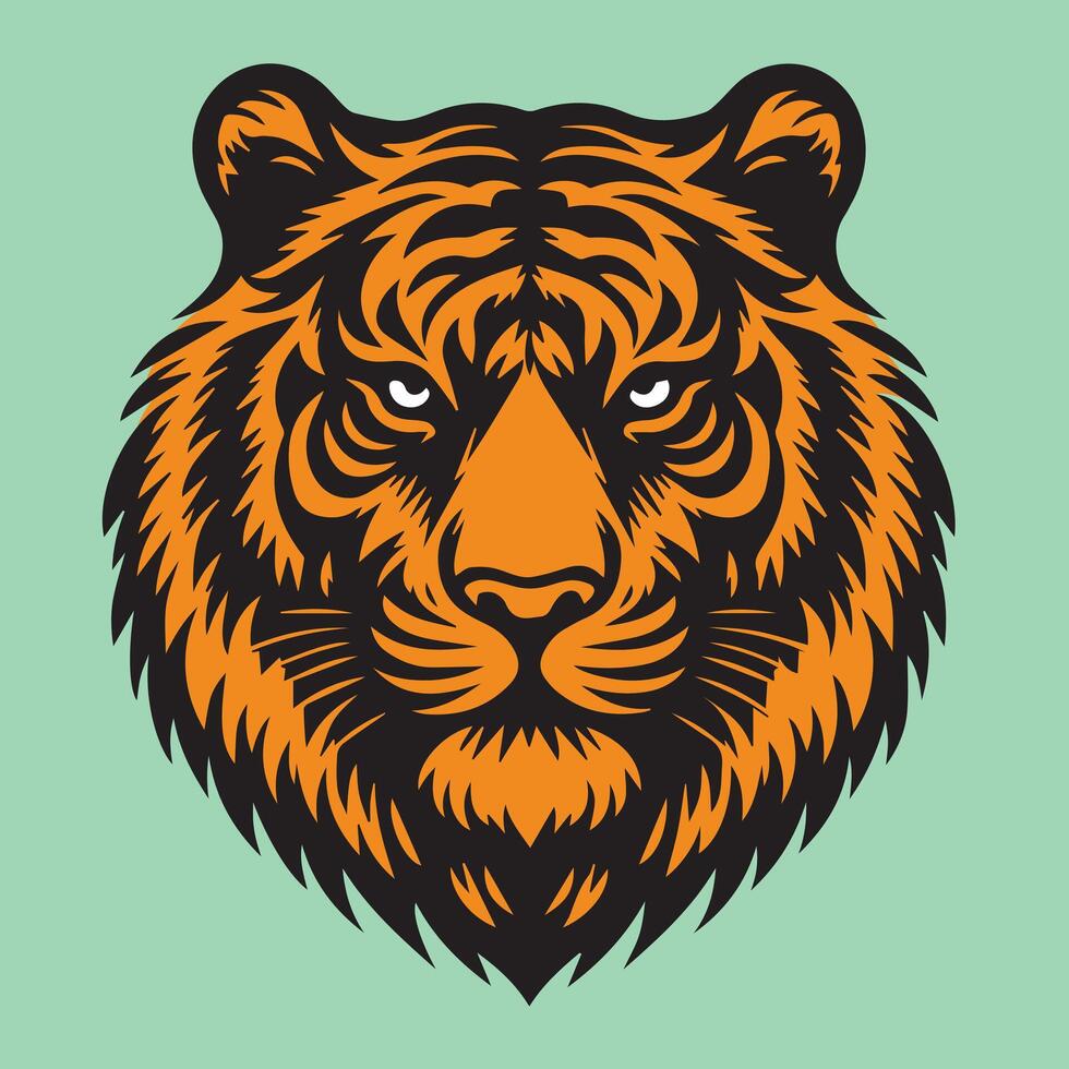 valiente Tigre cara Clásico diseño vector