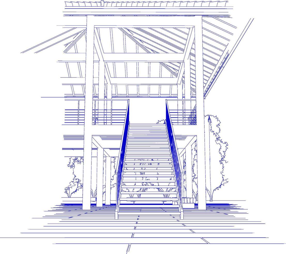 3d ilustración de residencial proyecto vector