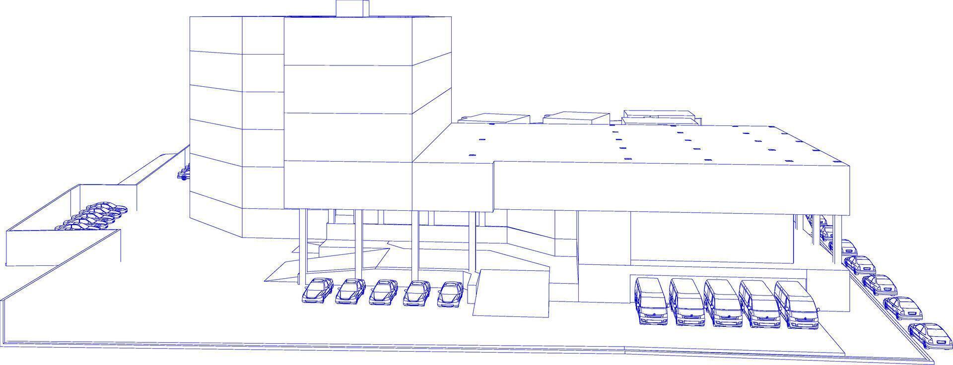 3D illustration of building project vector