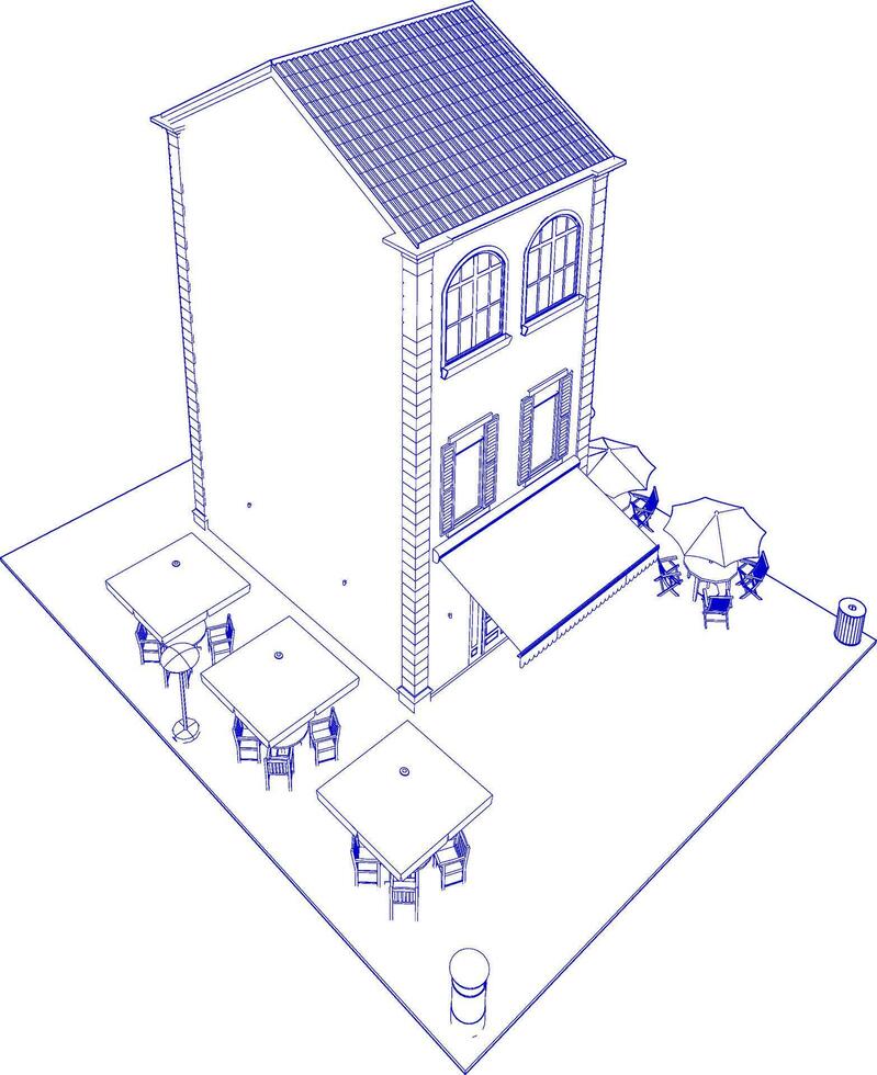 3d ilustración de cafetería vector