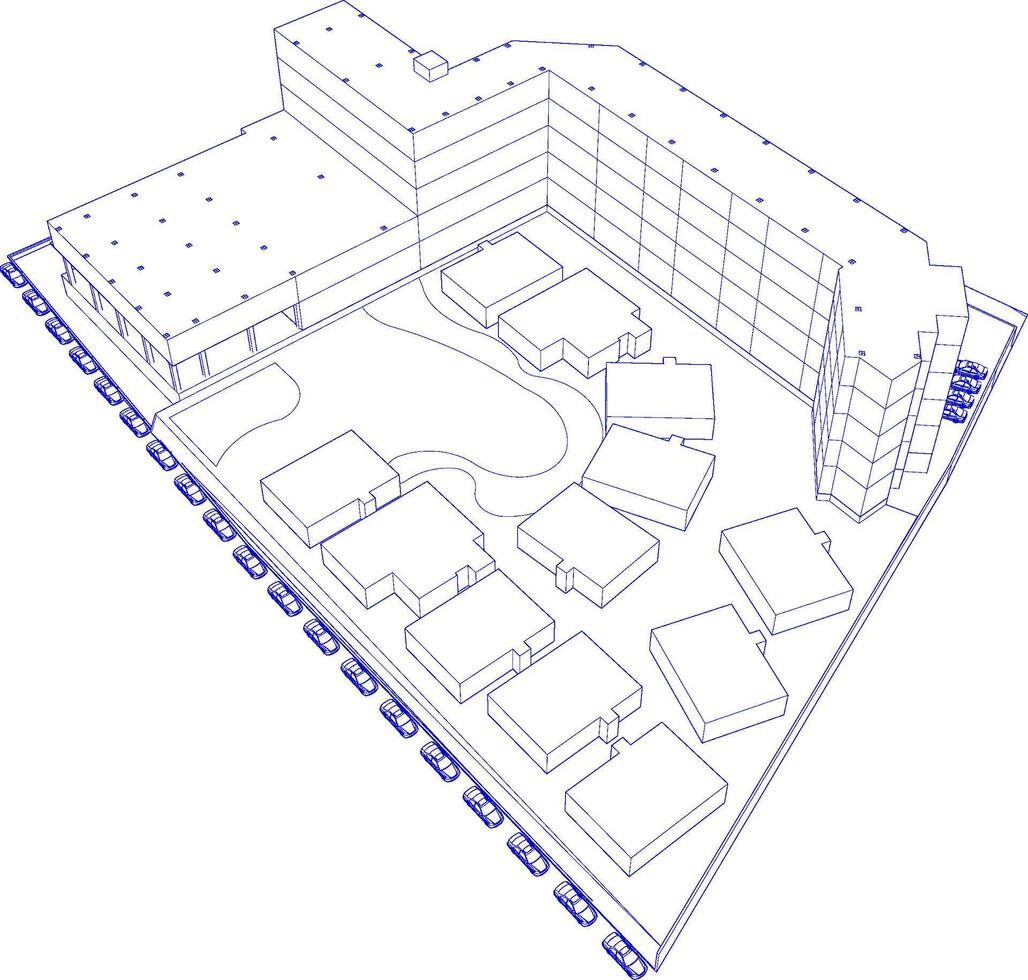 Ilustración 3D del proyecto de construcción vector