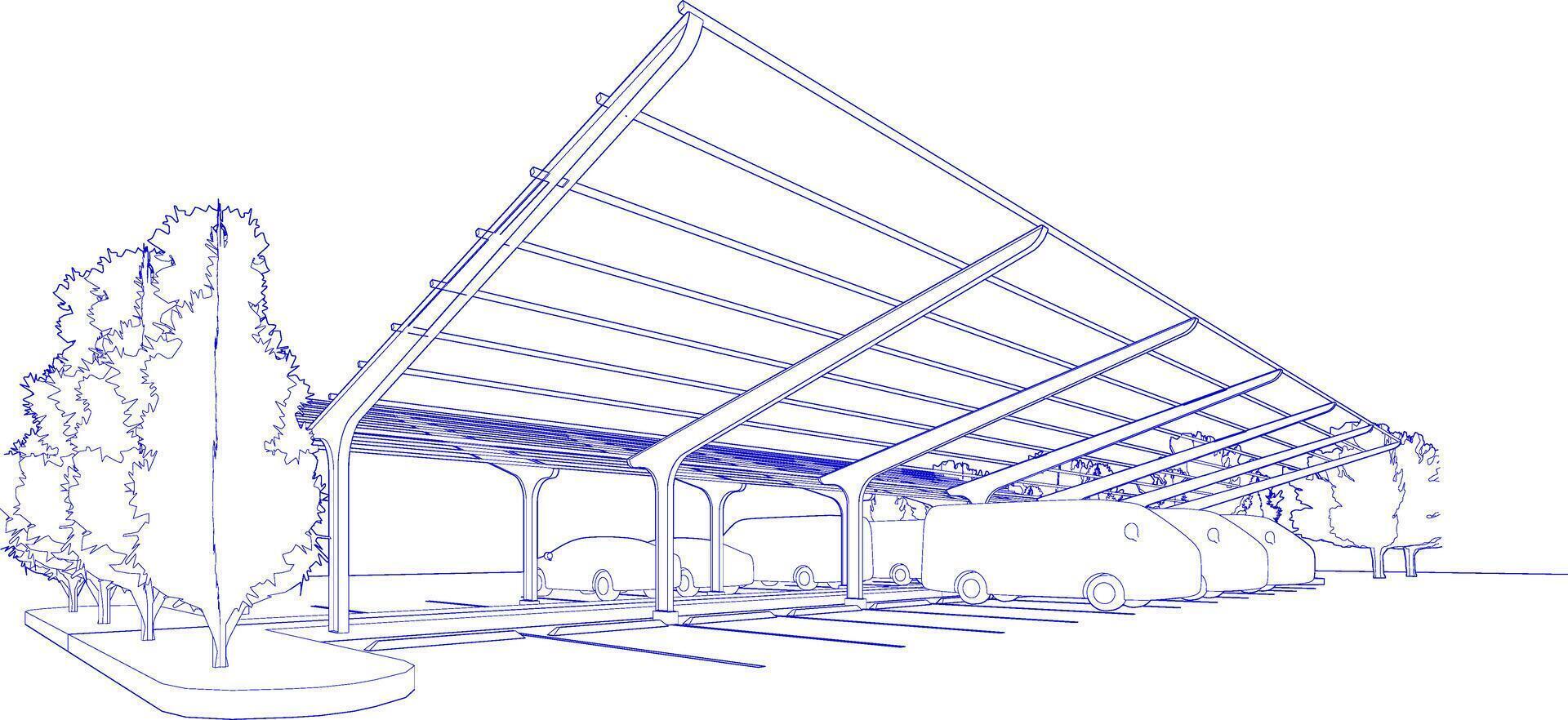 3D illustration of parking and carport vector