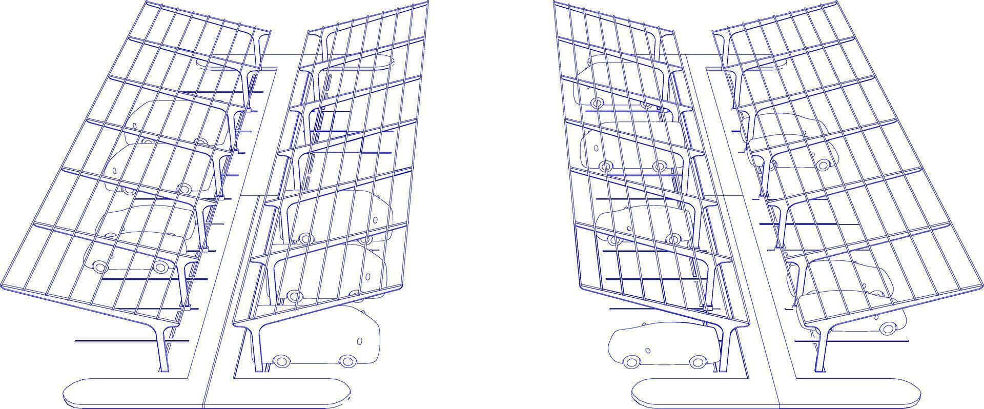 3D illustration of parking and carport vector