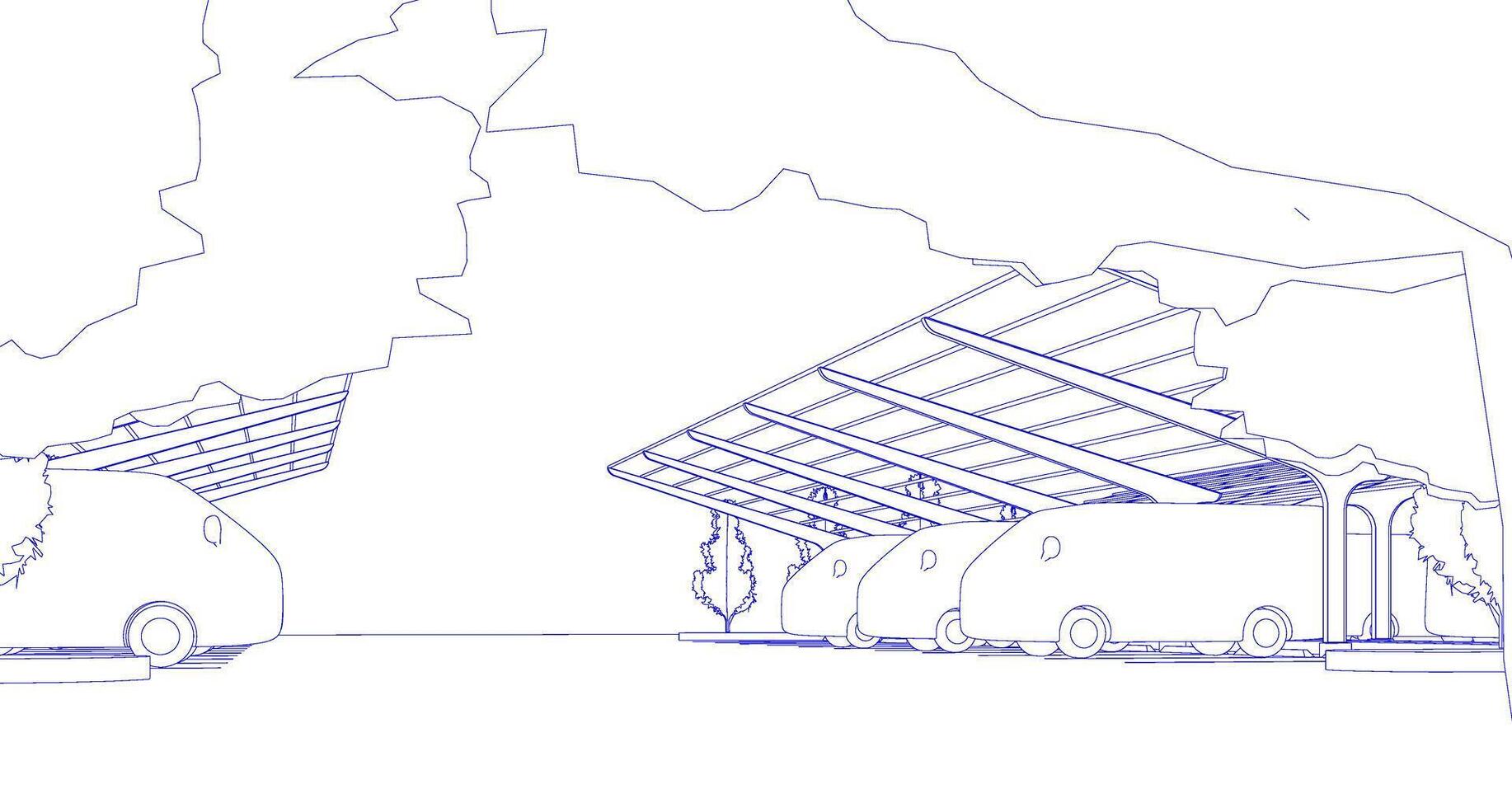 3D illustration of parking and carport vector