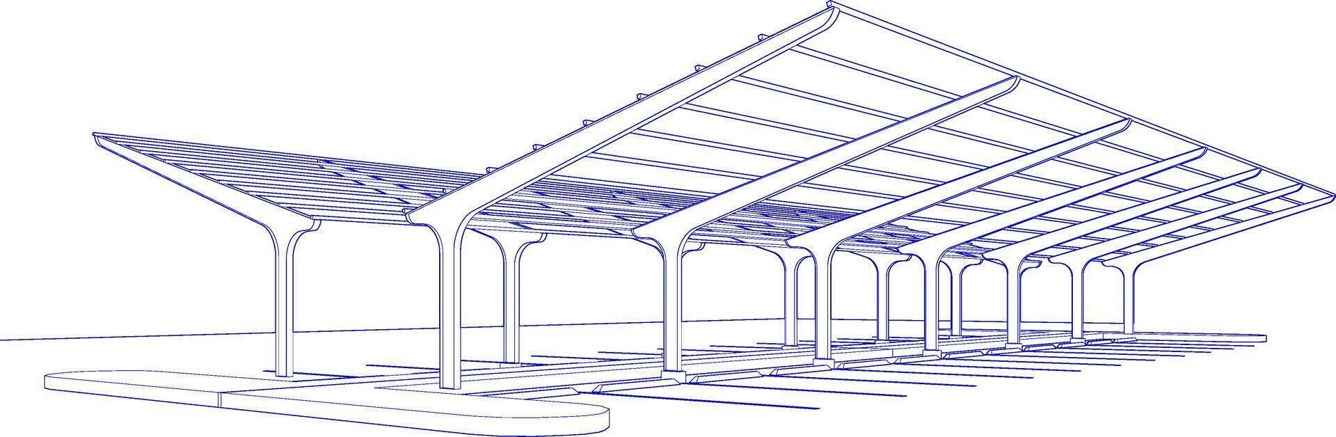 3D illustration of parking and carport vector