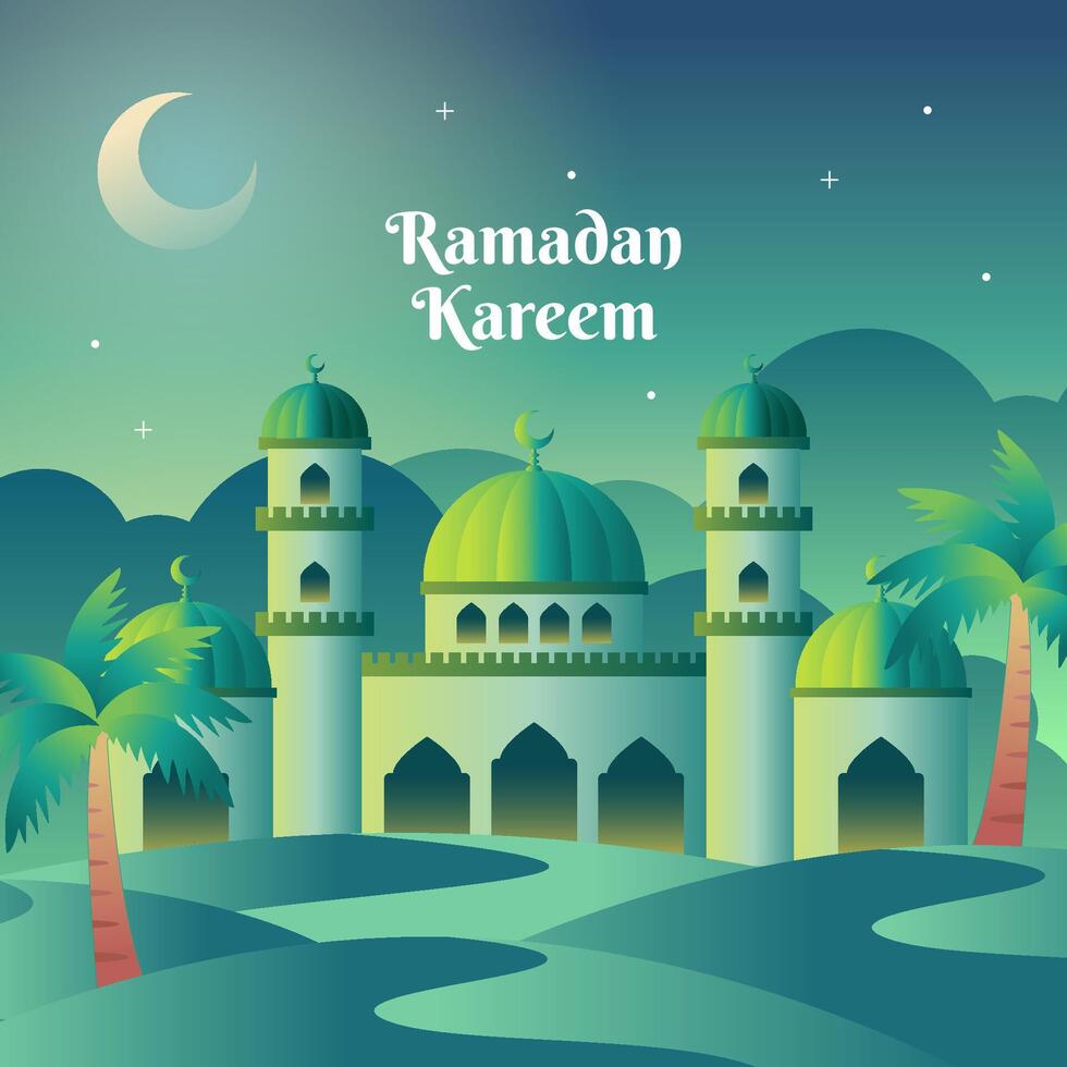 Social Media Post For Ramadan Kareem with gradien style vector
