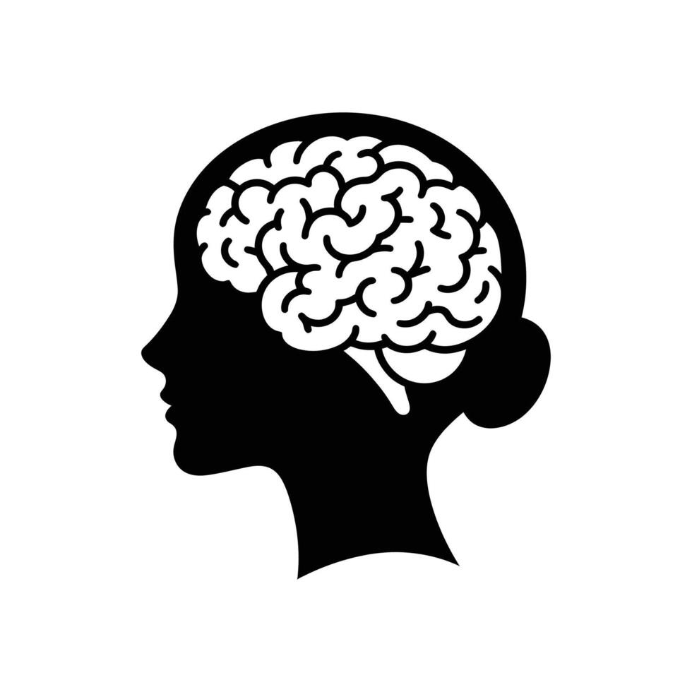 Cognitive Health Human Brain Vector Icon for Medical Illustration