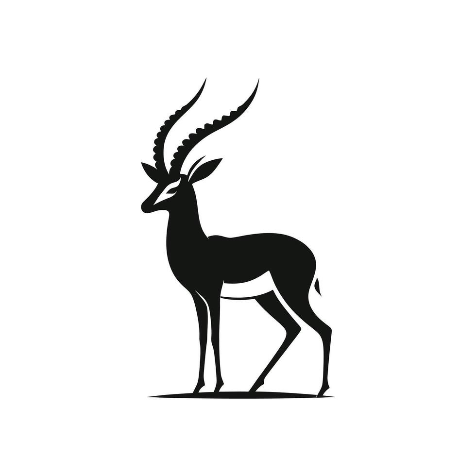 Swift Antelope Vector Icon of Running Gazelle in Silhouette