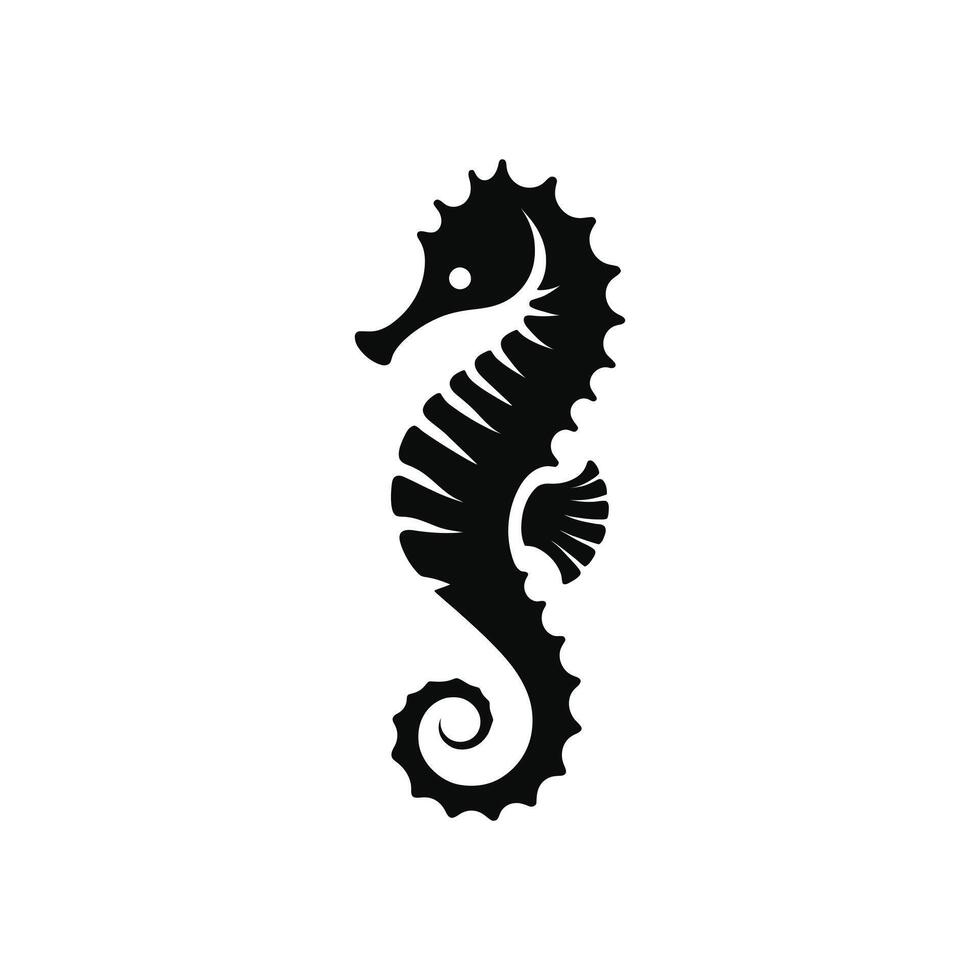 seahorse silhouette vector icon flat illustration logo clipart