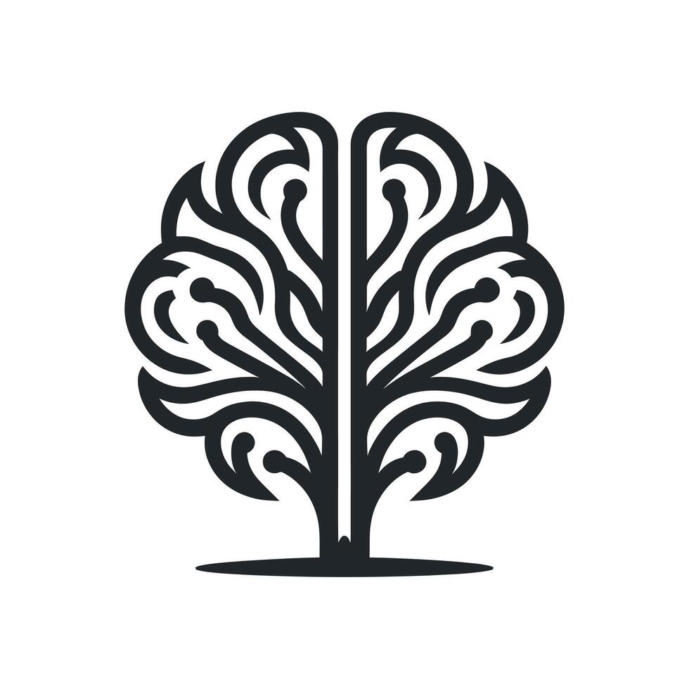 Cognitive Health Human Brain Vector Icon for Medical Illustration