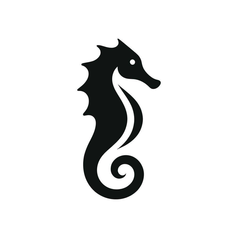 seahorse silhouette vector icon flat illustration logo clipart