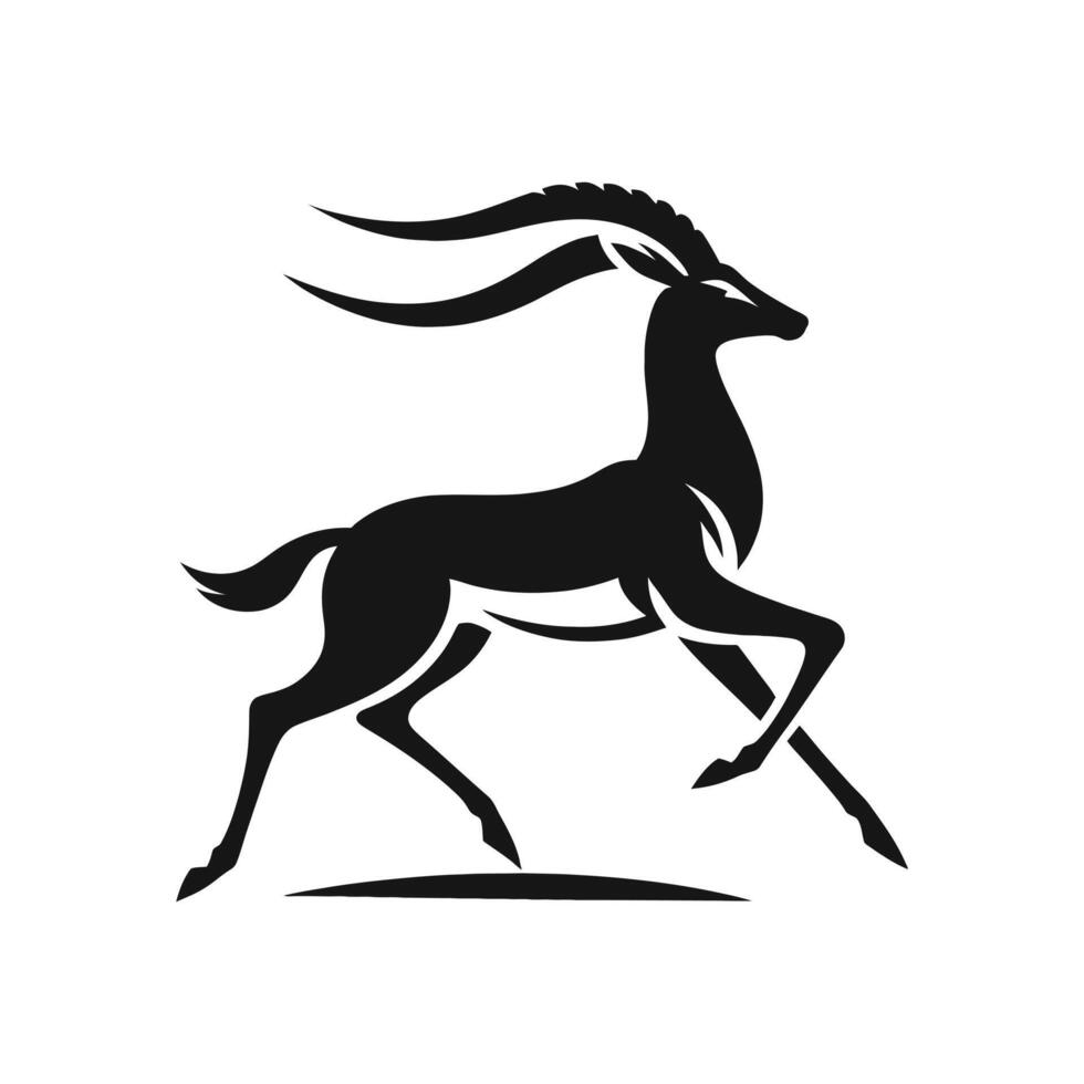 Elegant Movement Gazelle Vector Illustration in Side View Silhouette