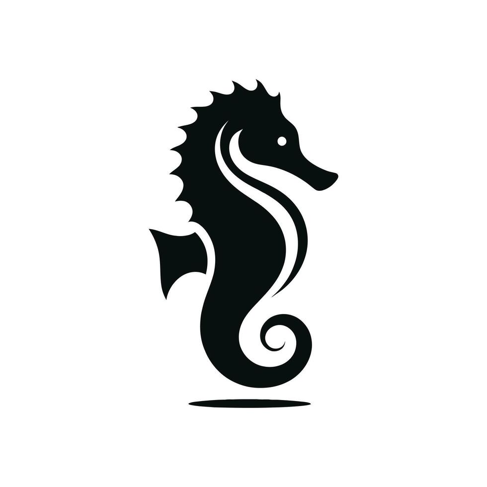 seahorse silhouette vector icon flat illustration logo clipart
