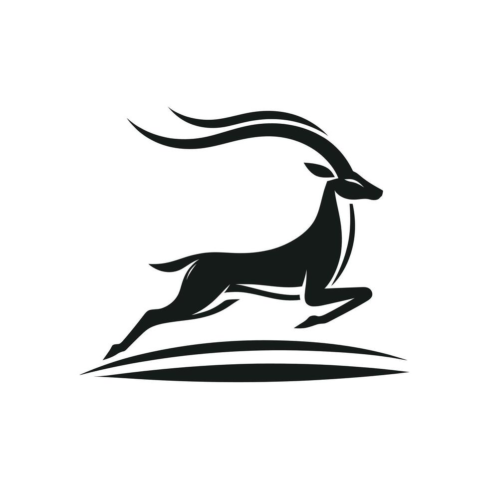 Elegant Movement Gazelle Vector Illustration in Side View Silhouette