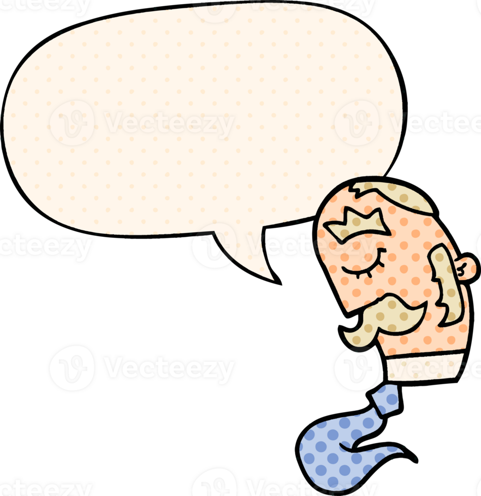 cartoon man with mustache with speech bubble in comic book style png