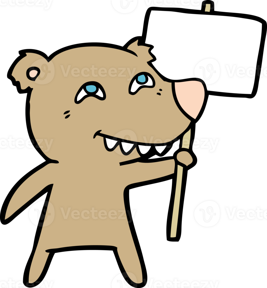 bear cartoon chraracter with protest sign png