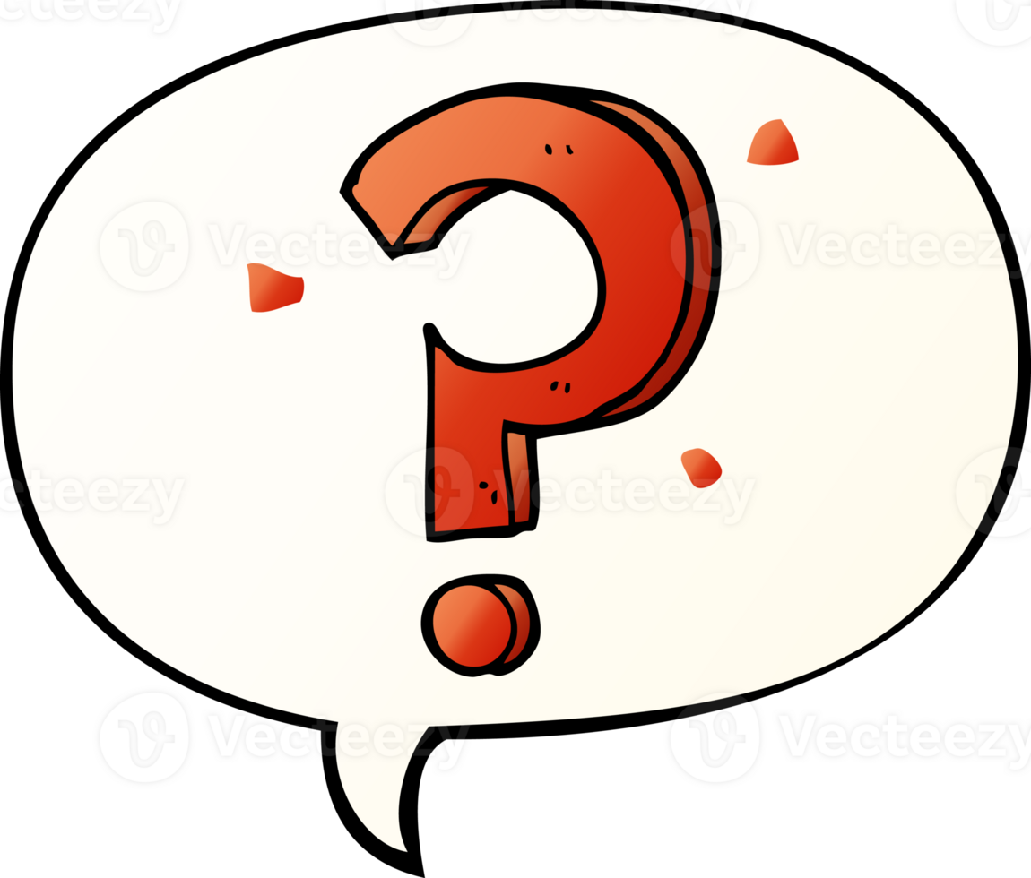 cartoon question mark with speech bubble in smooth gradient style png
