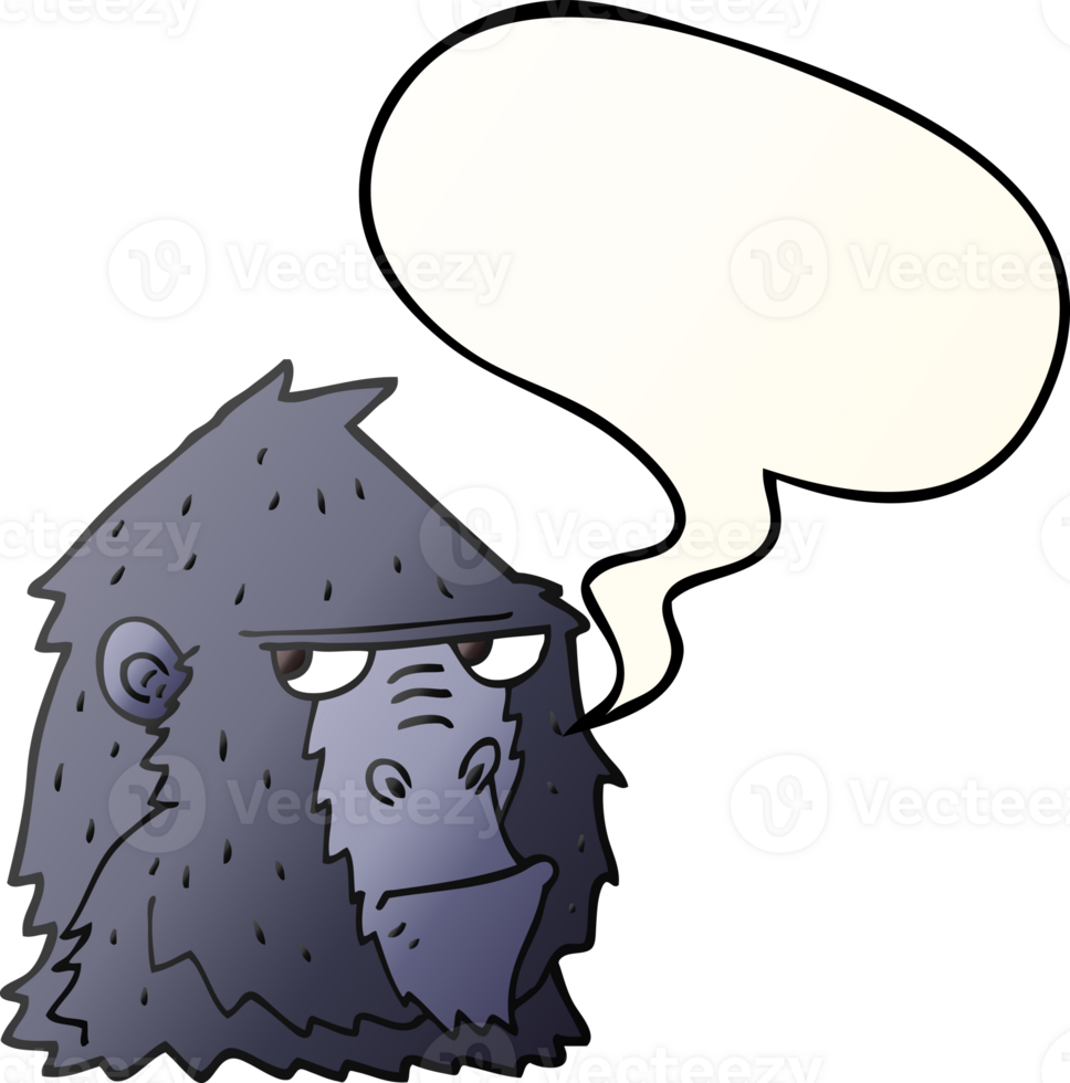 cartoon angry gorilla face with speech bubble in smooth gradient style png