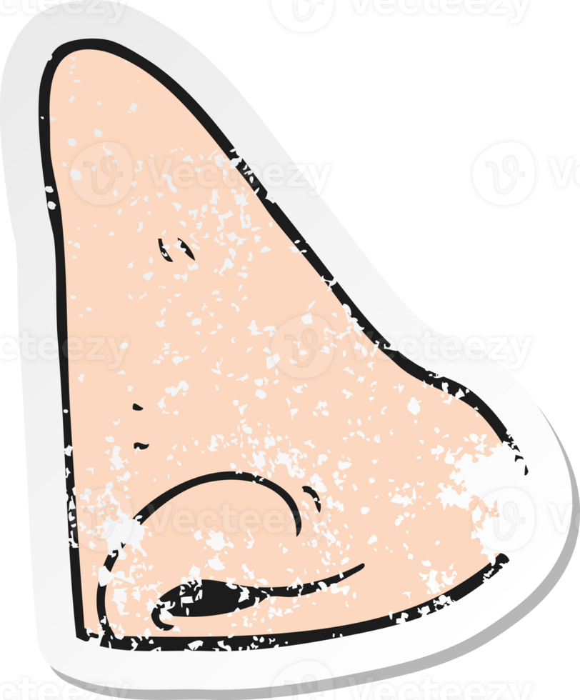 retro distressed sticker of a cartoon human nose png