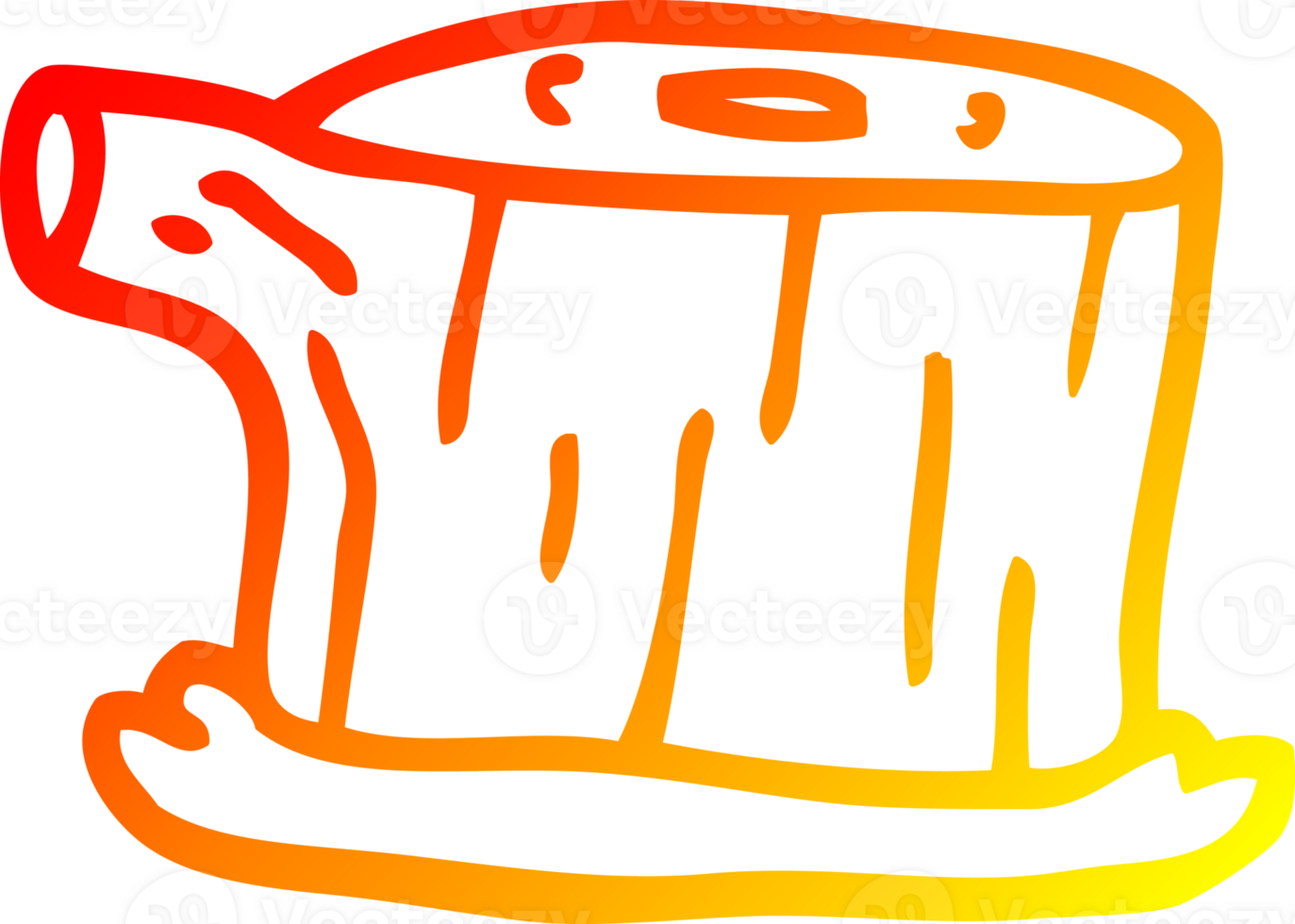 warm gradient line drawing of a cartoon tree log png