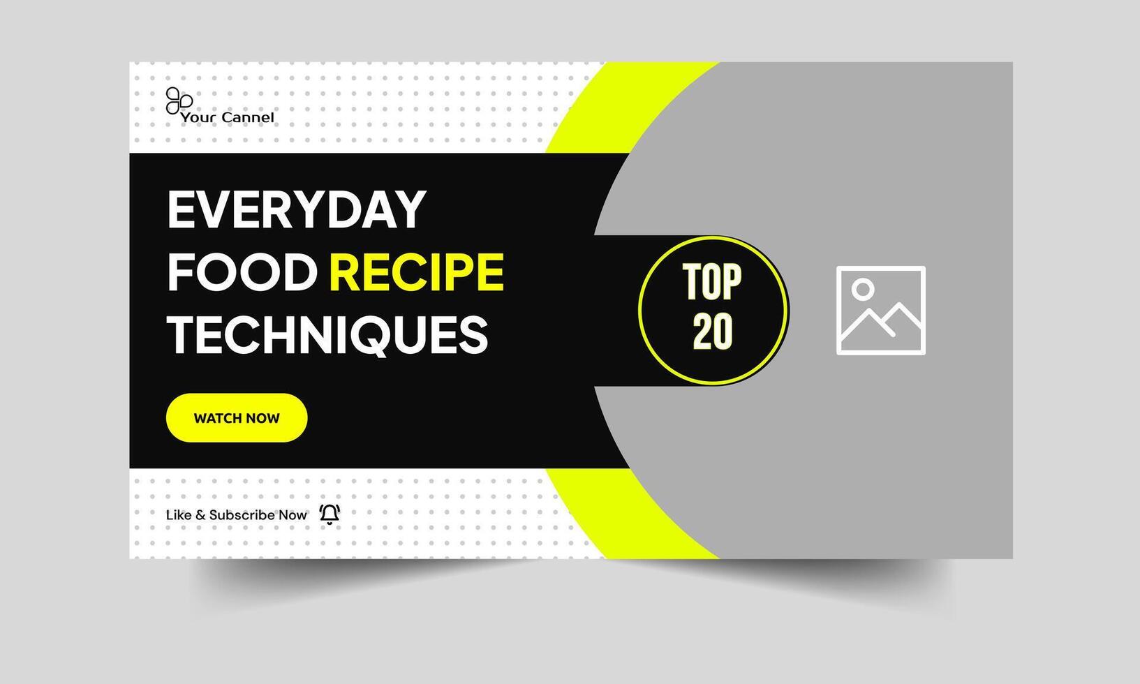Video thumbnail vector illustration banner design, food menu recipe video cover banner design, fully editable vector eps 10 file format